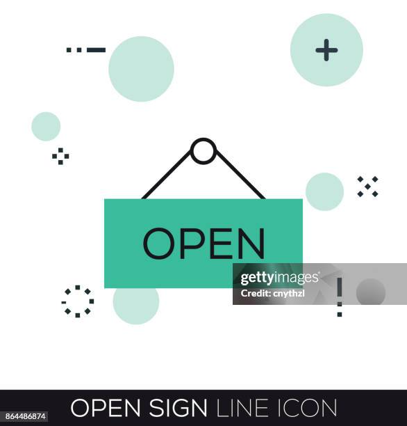 open sign line icon - hands opening present stock illustrations