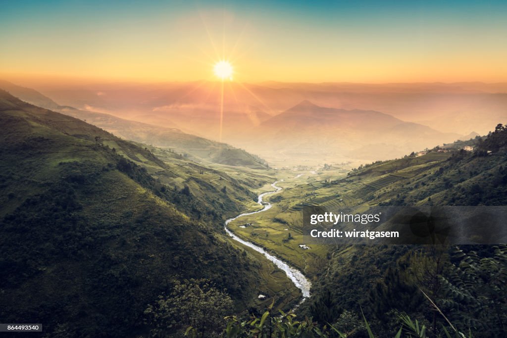 Rice paddy fields on terraced.