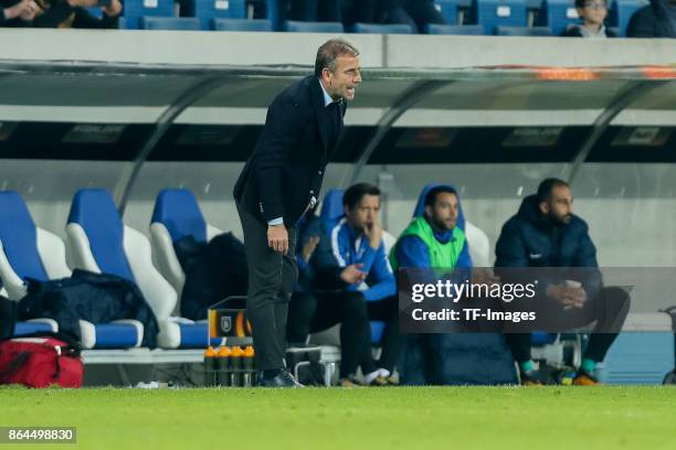 Head coach Abdullah Avci of Istanbul Basaksehir gestures during the UEFA Europa League Group C match between 1899 Hoffenheim and Istanbul Basaksehir...