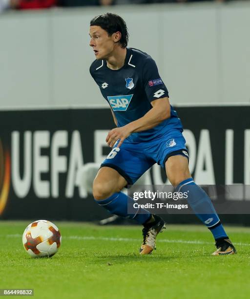 Nico Schulz of Hoffenheim controls the ball during the UEFA Europa League Group C match between 1899 Hoffenheim and Istanbul Basaksehir F.K at Wirsol...