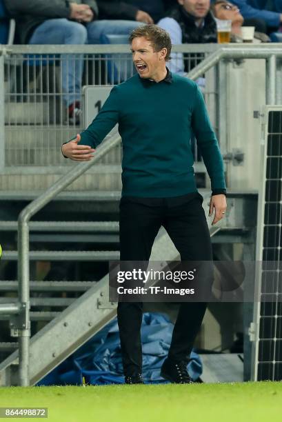 Head coach Julian Nagelsmann of Hoffenheim gestures during the UEFA Europa League Group C match between 1899 Hoffenheim and Istanbul Basaksehir F.K...