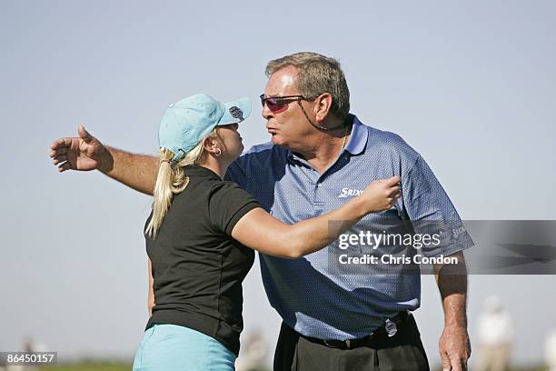 Fuzzy and Gretchen Zoeller on in the first round of the MBNA Father/Son Challenge at ChampionsGate golf course, ChampionsGate, FL Saturday, December...