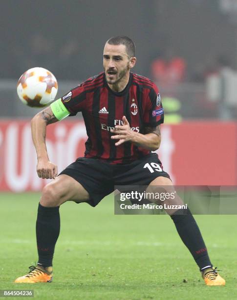 Leonardo Bonucci of AC Milan in action during the UEFA Europa League group D match between AC Milan and AEK Athens at Stadio Giuseppe Meazza on...