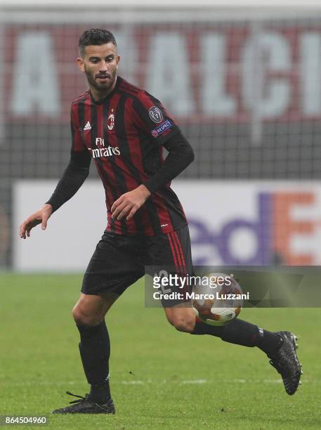 Mateo Musacchio of AC Milan in action during the UEFA Europa League group D match between AC Milan and AEK Athens at Stadio Giuseppe Meazza on...