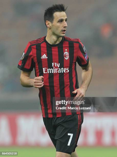 Nikola Kalinic of AC Milan looks on during the UEFA Europa League group D match between AC Milan and AEK Athens at Stadio Giuseppe Meazza on October...