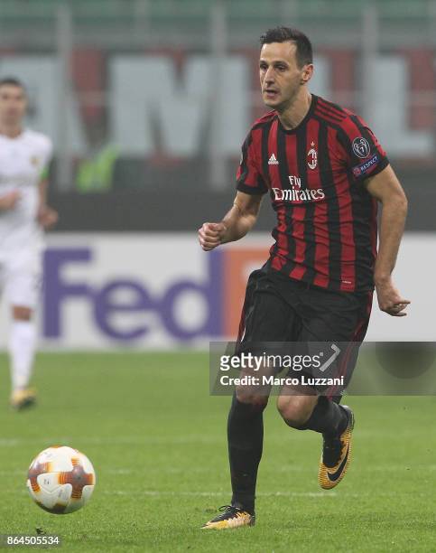 Nikola Kalinic of AC Milan in action during the UEFA Europa League group D match between AC Milan and AEK Athens at Stadio Giuseppe Meazza on October...