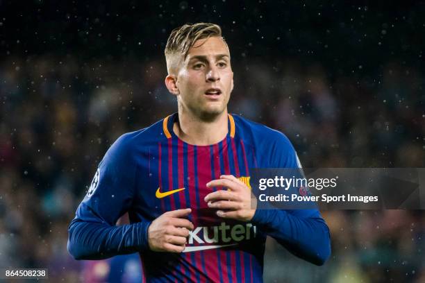 Gerard Deulofeu Lazaro of FC Barcelona reacts during the UEFA Champions League 2017-18 match between FC Barcelona and Olympiacos FC at Camp Nou on 18...