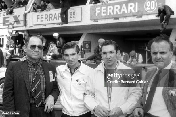 Pedro Natalio Rodríguez, Ricardo Rodriguez, Pedro Rodriguez, Luigi Chinetti, 24 Hours of Le Mans, Le Mans, 22 June 1958. Ricardo Rodriguez and...