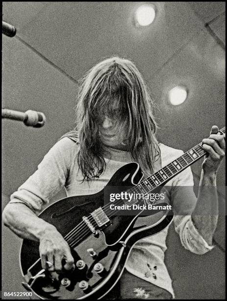 Steve Howe of Yes performs on stage at Crystal Palace Garden Party, London, 2nd September 1972.