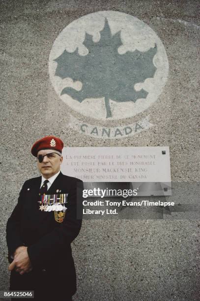 Canadian World War II veteran Scott Ray at Dieppe, France, 1972.