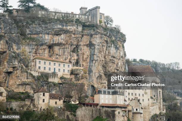 sanctuary and castle of rocamadour, midi-pyrenees, france - camino de santiago pyrenees stock pictures, royalty-free photos & images