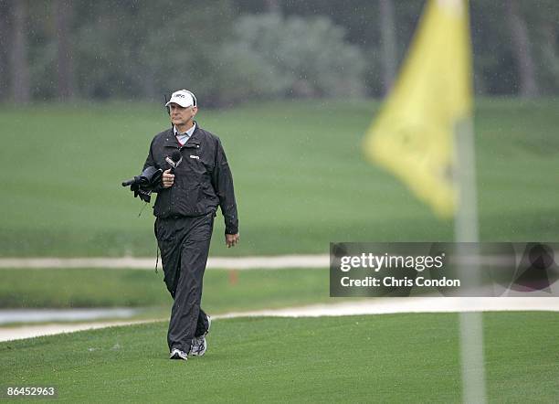 Andy North of ABC TV walking up the fairway during the first round for THE PLAYERS Championship held at the TPC Stadium Course in Ponte Vedra Beach,...