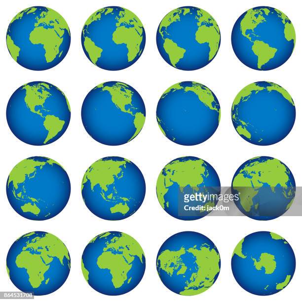 ilustraciones, imágenes clip art, dibujos animados e iconos de stock de mapa de planeta tierra torneado set - globe terrestre