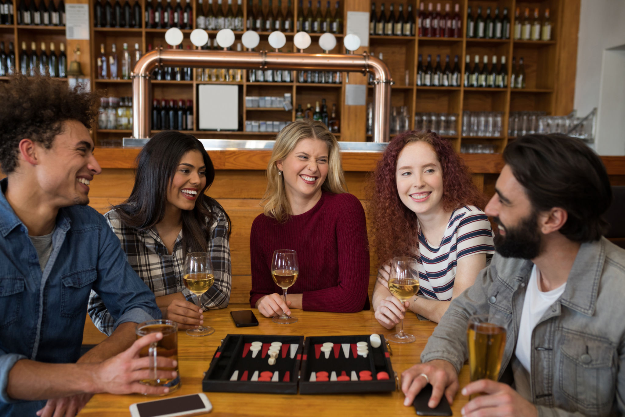 friends enjoying backgammon