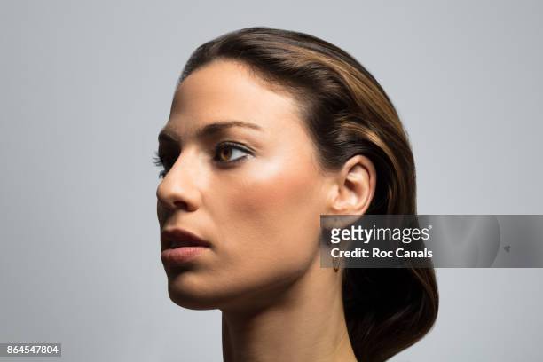 close up of serious woman - face woman fotografías e imágenes de stock