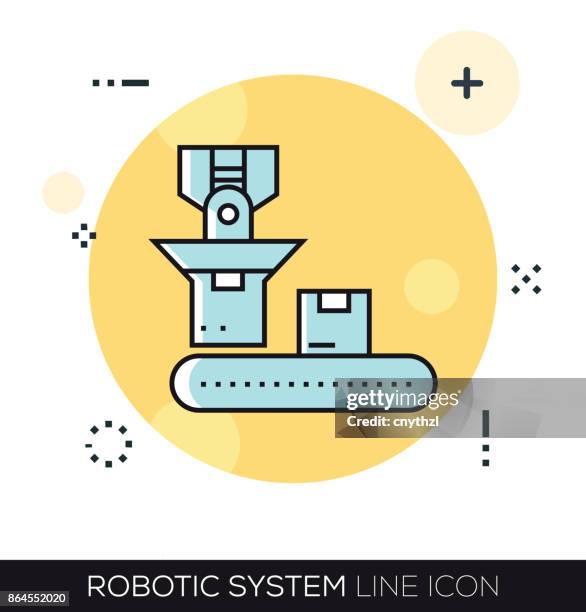 robotic system line icon - autonomous systems stock illustrations