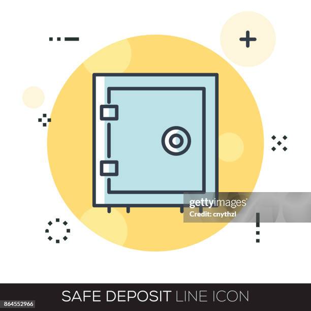 safe deposit line icon - checking account atm stock illustrations