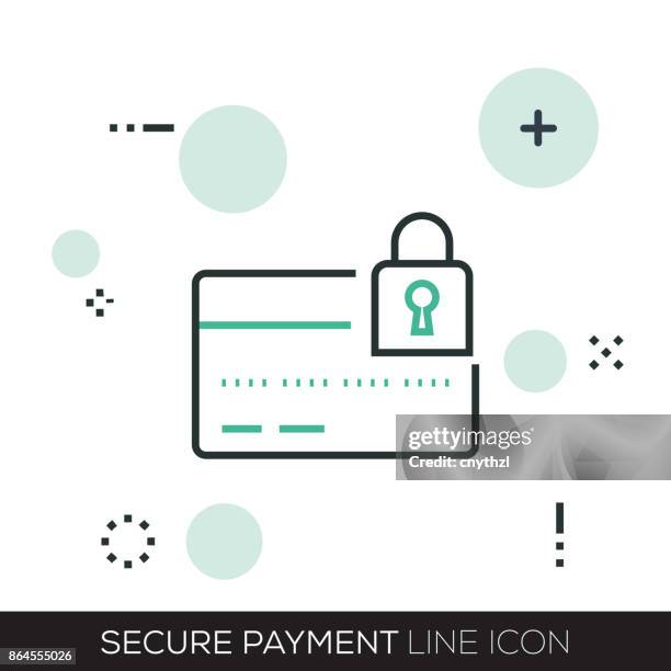 secure payment line icon - checking account atm stock illustrations