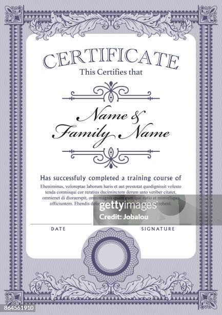 certificate template diploma - certificate border vertical stock illustrations