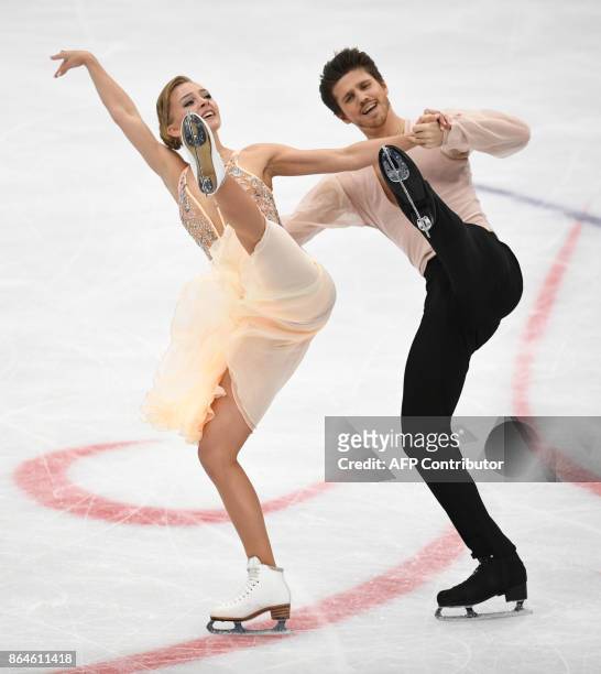 Russia's Alexandra Stepanova and Ivan Bukin compete in the Ice Dance free dance at the ISU Grand Prix Rostelecom Cup in Moscow on October 21, 2017. /...