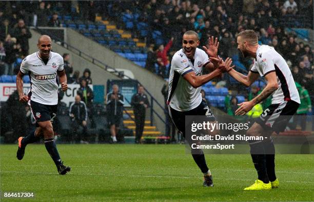 Bolton Wanderers' Darren Pratley celebrates scoring his side's first goal during the Sky Bet Championship match between Bolton Wanderers and Queens...