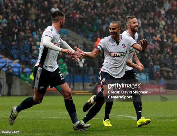 Bolton Wanderers' Darren Pratley celebrates scoring his side's first goal during the Sky Bet Championship match between Bolton Wanderers and Queens...