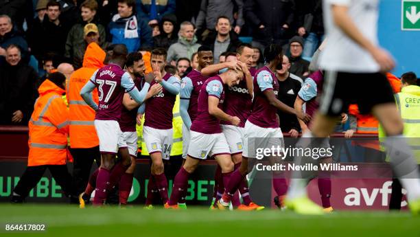 John Terry of Aston Villa scores for Aston Villa during the Sky Bet Championship match between Aston Villa and Fulham at Villa Park on October 21,...