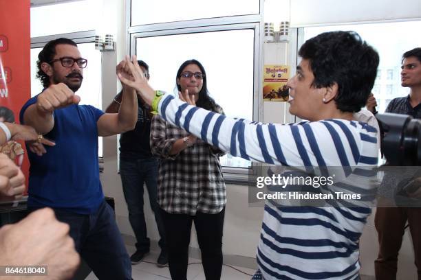 Bollywood actor Aamir Khan with his fans during an exclusive interview with HT City-Hindustan Times to promote upcoming movie "Secret Superstar" as...