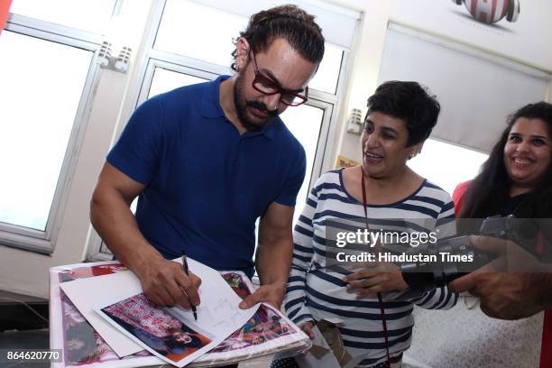 Bollywood actor Aamir Khan with his fans during an exclusive interview with HT City-Hindustan Times to promote upcoming movie "Secret Superstar" as...