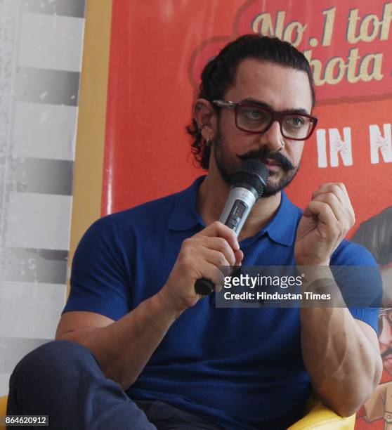 Bollywood actor Aamir Khan during an exclusive interview with HT City-Hindustan Times to promote upcoming movie "Secret Superstar" as part of stars...