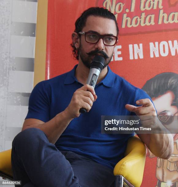 Bollywood actor Aamir Khan during an exclusive interview with HT City-Hindustan Times to promote upcoming movie "Secret Superstar" as part of stars...