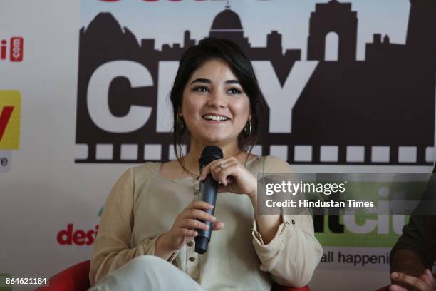 Bollywood actor Zaira Wasim during an exclusive interview with HT City-Hindustan Times to promote upcoming movie "Secret Superstar" as part of stars...