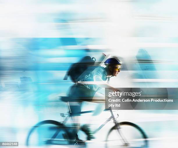 man on bicycle delivering message - bike messenger stock pictures, royalty-free photos & images