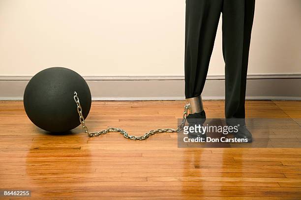 groom with ball and chain - ball and chain stock pictures, royalty-free photos & images