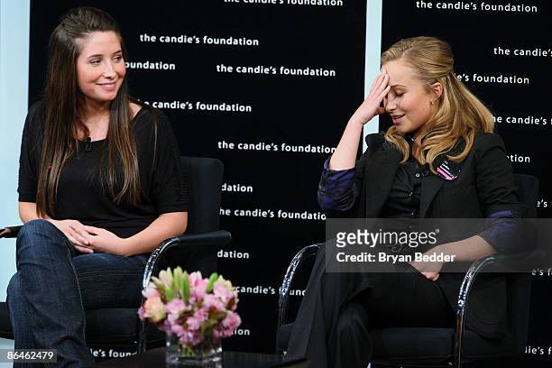 Bristol Palin and actress Hayden Panettiere attend the Candie�s Foundation town hall meeting on teen pregnancy prevention at TheTimesCenter on May 6,...
