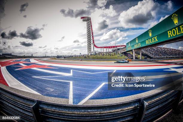 Mercedes driver Lewis Hamilton of Great Britain races past COTA tower during afternoon practice for the Formula 1 United States Grand Prix on October...