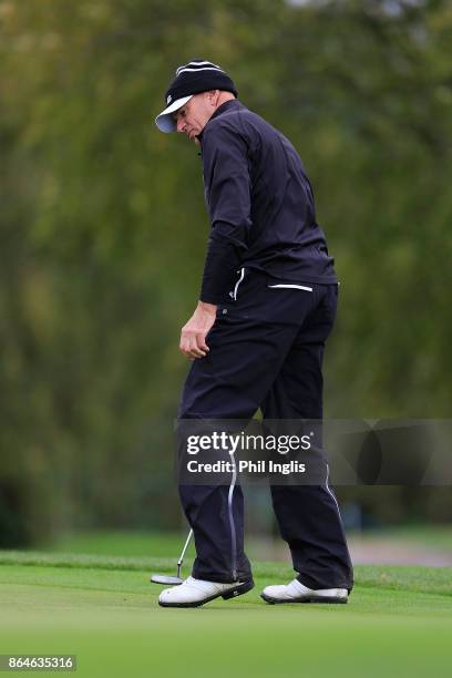 Peter Fowler of Australia in action during the second round of the Farmfoods European Senior Masters played at Forest of Arden Marriott Hotel &...