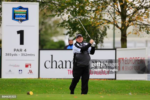 Ian Woosnam of Wales in action during the second round of the Farmfoods European Senior Masters played at Forest of Arden Marriott Hotel & Country...