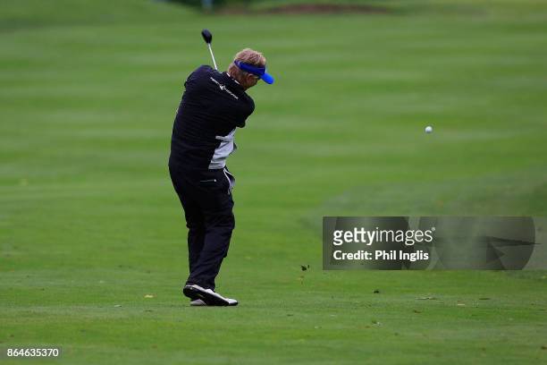 Philip Golding of England in action during the second round of the Farmfoods European Senior Masters played at Forest of Arden Marriott Hotel &...