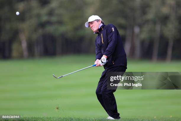 Des Smyth of Ireland in action during the second round of the Farmfoods European Senior Masters played at Forest of Arden Marriott Hotel & Country...