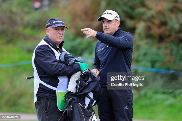 Paul McGinley of Ireland in action during the second round of the Farmfoods European Senior Masters played at Forest of Arden Marriott Hotel &...