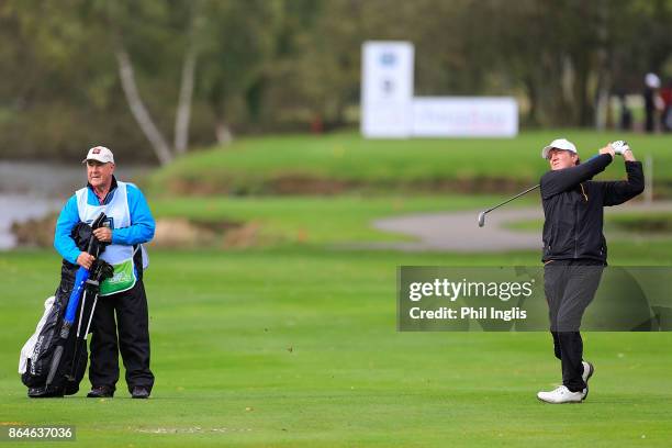 Des Smyth of Ireland in action during the second round of the Farmfoods European Senior Masters played at Forest of Arden Marriott Hotel & Country...