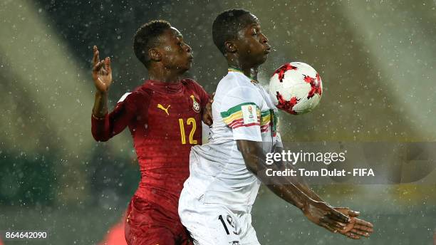 Lassana Ndiaye of Mali and Abdul Yusif of Ghana in action during the FIFA U-17 World Cup India 2017 Quarter Final match between Mali and Ghana at...