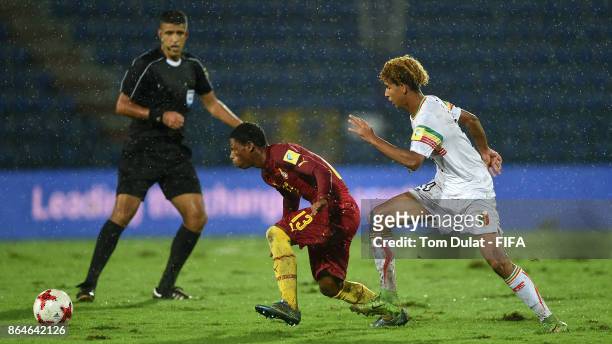 Salam Jiddou of Mali and Gabriel Leveh of Ghana in action during the FIFA U-17 World Cup India 2017 Quarter Final match between Mali and Ghana at...