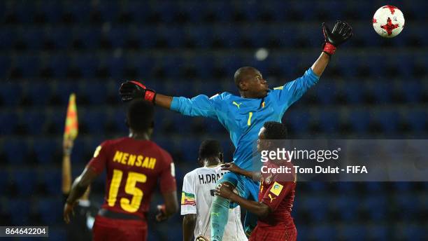 Goalkeeper of Ghana, Danlad Ibrahim in action during the FIFA U-17 World Cup India 2017 Quarter Final match between Mali and Ghana at Indira Gandhi...