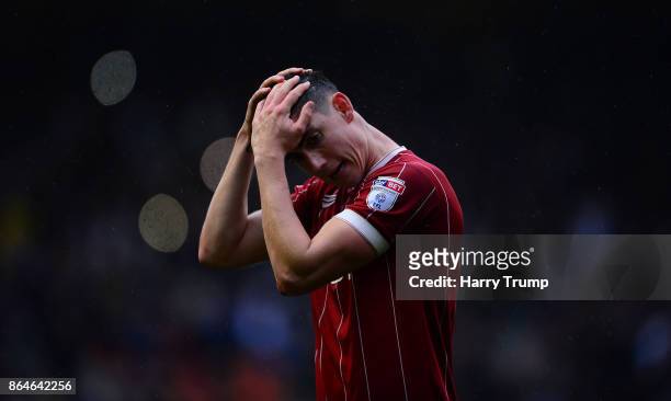Callum O'Dowda of Bristol City cuts a dejected figure during the Sky Bet Championship match between Bristol City and Leeds United at Ashton Gate on...