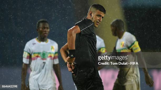 Referee Mehdi Abid Charef during the FIFA U-17 World Cup India 2017 Quarter Final match between Mali and Ghana at Indira Gandhi Athletic Stadium on...
