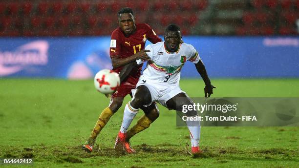 Seme Camara of Mali and Rashid Alhassan of Ghana in action during the FIFA U-17 World Cup India 2017 Quarter Final match between Mali and Ghana at...