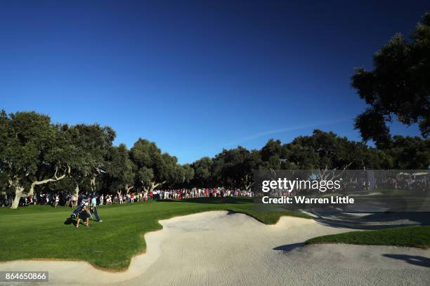 Sergio Garcia of Spain walks to the 18th green during day three of the Andalucia Valderrama Masters at Real Club Valderrama on October 21, 2017 in...