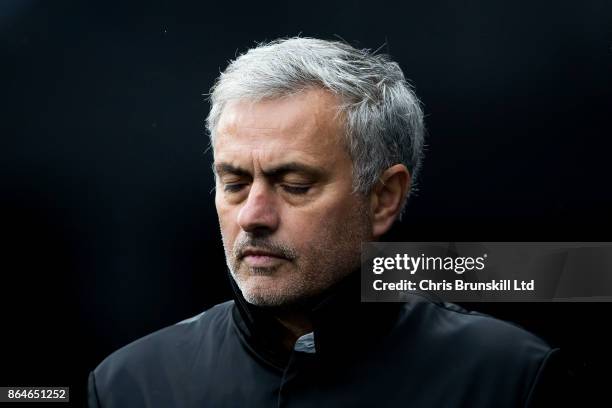 Manchester United manager Jose Mourinho reacts during the Premier League match between Huddersfield Town and Manchester United at John Smith's...